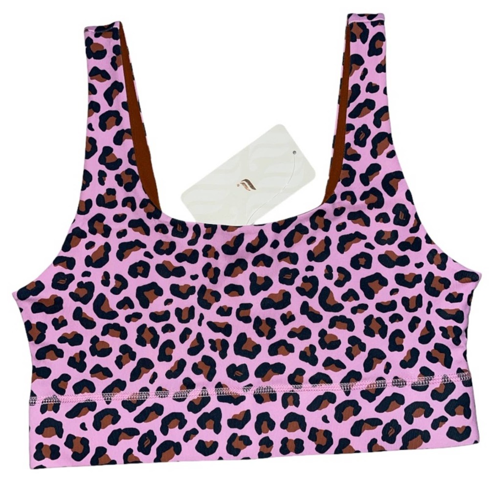 Fabletics Harlyn MIDI Medium Impact Reversible Sports Bra Rose/Teak Large NEW